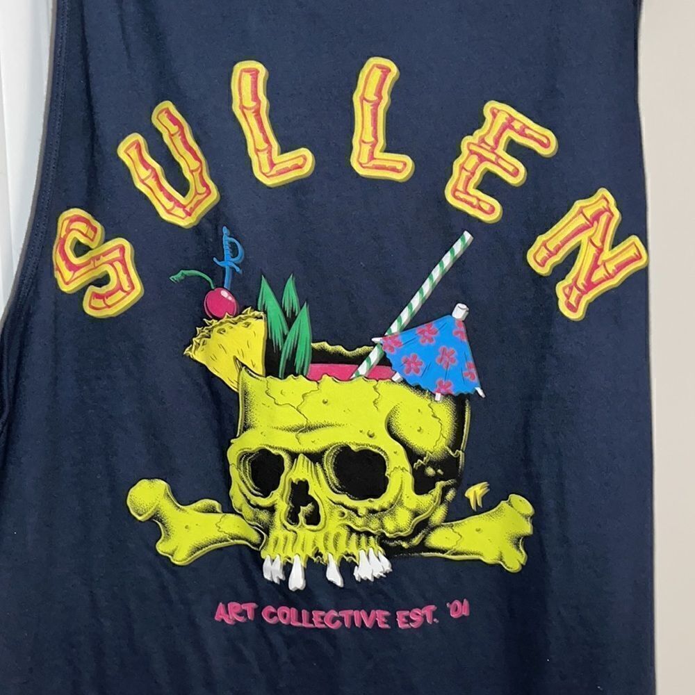 2001 reprint Sullen Art Collective tank sleeveless beach skull beach drink shirt
